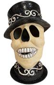 Schaller Paper Mache Candy Container - Skull with Black and White Crystals                                                                                                                              