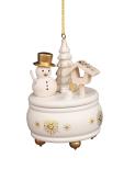 Christian Ulbricht Ornament - White Music Box With Snowman                                                                                                                                              