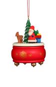 Christian Ulbricht Ornament - Red Music Box With Santa                                                                                                                                                  