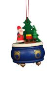 Christian Ulbricht Ornament - Blue Music Box With Santa                                                                                                                                                 