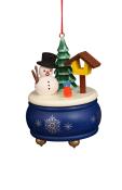 Christian Ulbricht Ornament - Blue Music Box With Snowman                                                                                                                                               