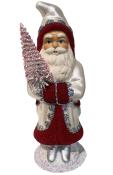 Schaller Paper Mache Candy Container - Santa in a Pearl White Finish and Red Detail                                                                                                                     