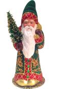 Schaller Paper Mache Candy Container - Santa Green and Red Coat                                                                                                                                         