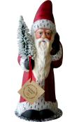 Schaller Paper Mache Candy Container - Santa Claus w Snowy Tree and Bag                                                                                                                                 