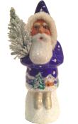 Schaller Paper Mache Candy Container - Santa Blue Coat with Tree                                                                                                                                        