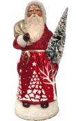 Schaller Paper Mache Candy Container - Santa Beaded Red                                                                                                                                                 
