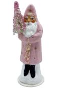 Schaller Paper Mache Candy Container - Beaded Rose Santa With Gold Stars and Rose Tree                                                                                                                  