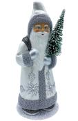 Schaller Paper Mache Candy Container - Santa with Silver Accents and Crystals                                                                                                                           