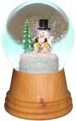 Perzy Snowglobe - Medium Snowman with Penguin with wooden base                                                                                                                                          