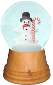 Perzy Snowglobe - Medium Snowman with Candy Cane with wooden base                                                                                                                                       