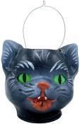 Schaller Paper Mache Candy Container - Jack-O-Lantern With Black Cat                                                                                                                                    