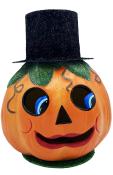 Schaller Paper Mache Candy Container - Jack-O-Lantern with Glittery Tophat                                                                                                                              