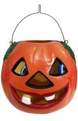 Schaller Paper Mache Candy Container - Jack-O-Lantern Bucket with Handle                                                                                                                                