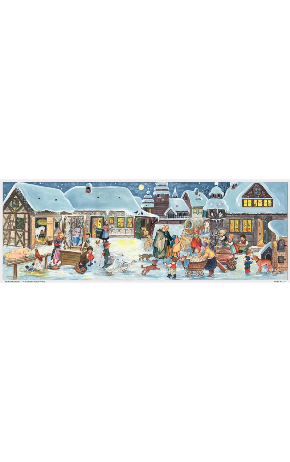 Sellmer Advent Calendar - Panoramic Country Christmas Scene                                                                                                                                             