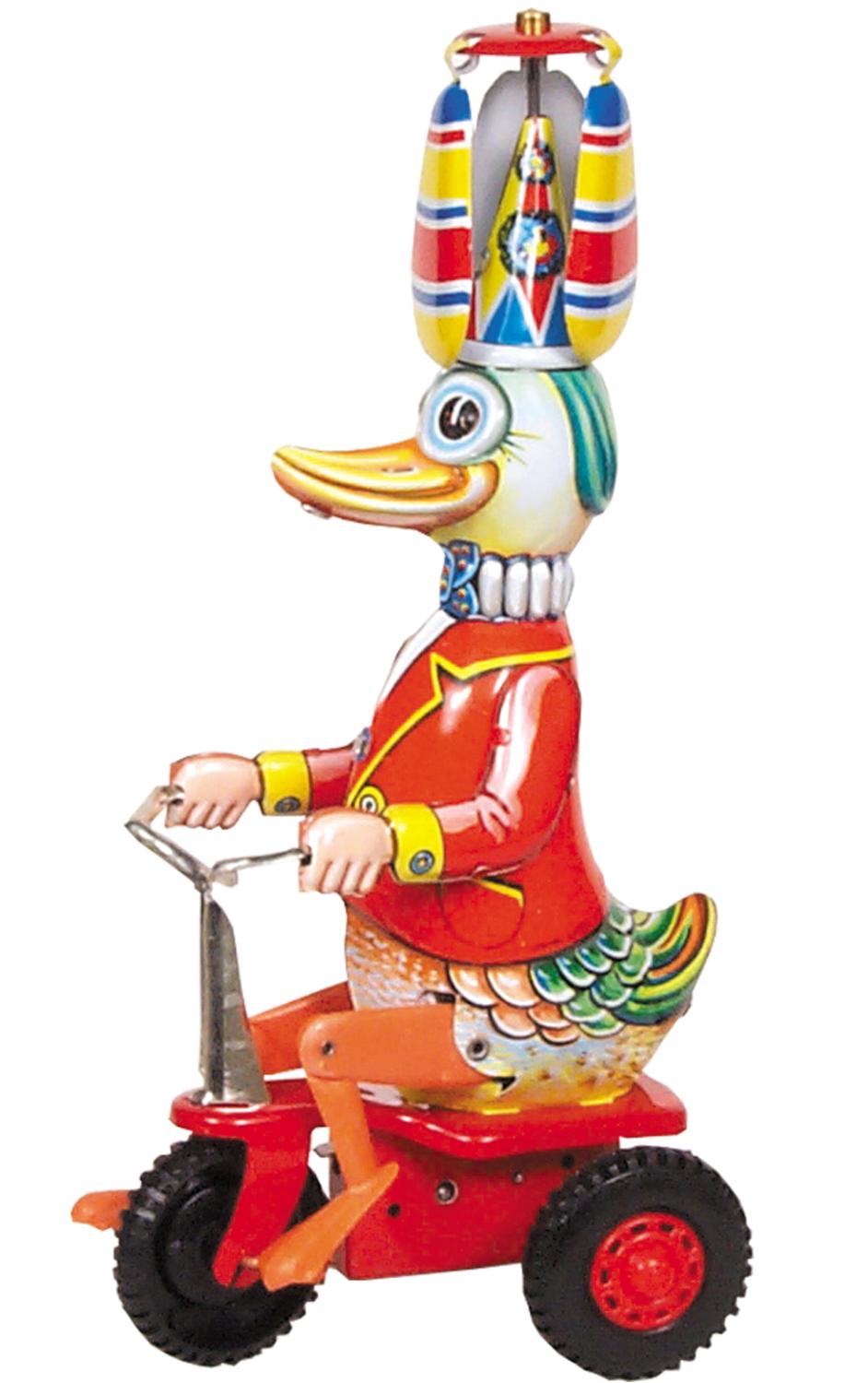 German Collectible Tin Toy - Duck on Bike